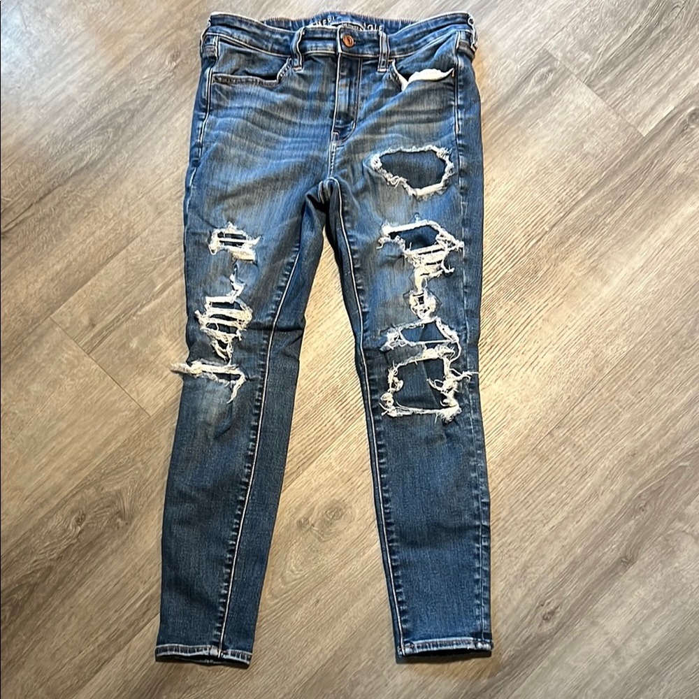 American Eagle Outfitters Next Level Stretch Skinny Distressed Jeans